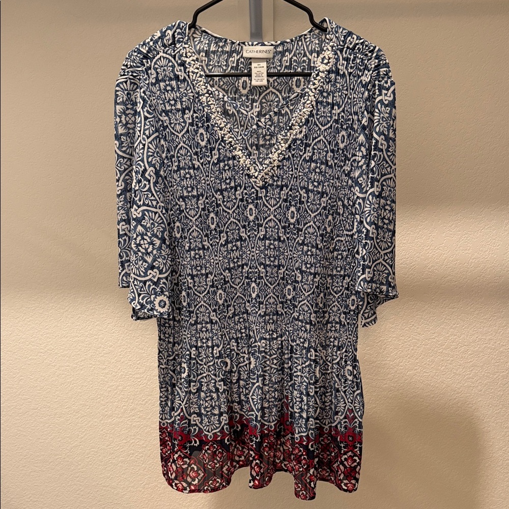 Catherine’s Navy and Burgundy Floral Tunic